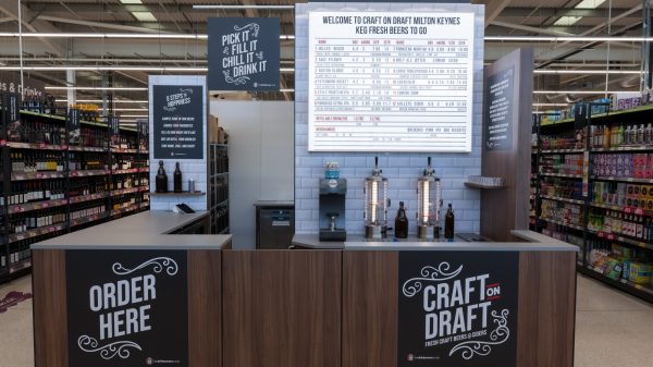 Asda customers can “pick up a new tipple” at its Milton Keynes store with the launch of a draught beer counter