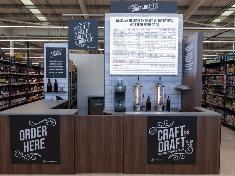 Asda customers can “pick up a new tipple” at its Milton Keynes store with the launch of a draught beer counter