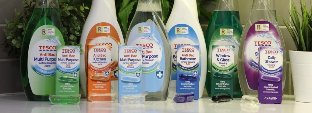Tesco has launched a new refillable line of cleaning products, in a bid to save up to 60 million pieces of plastic a year.