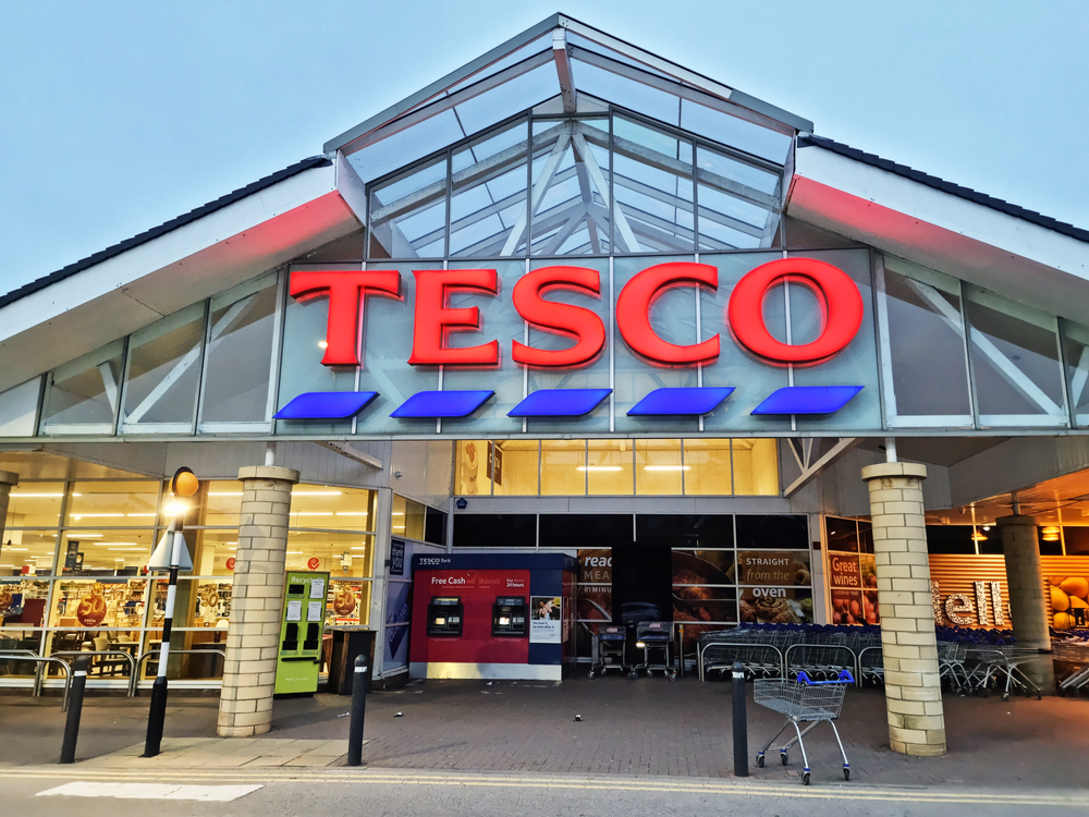 Exterior of a Tesco store.