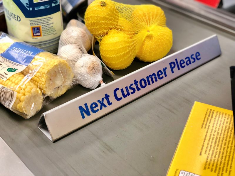 Aldi products at till