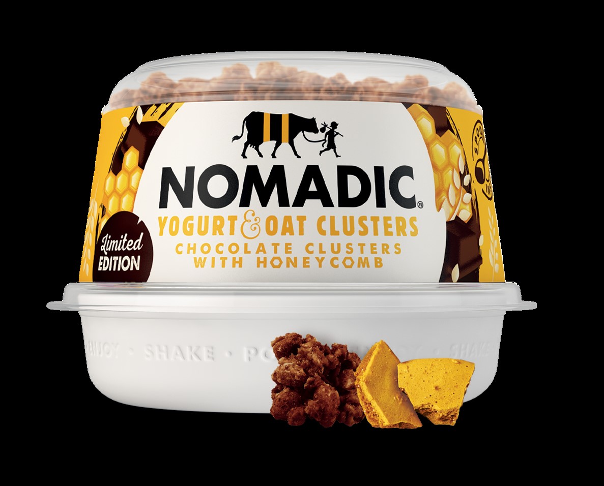 Nomadic Dairy new chocolate and honey comb yoghurt and oat cluster flavour