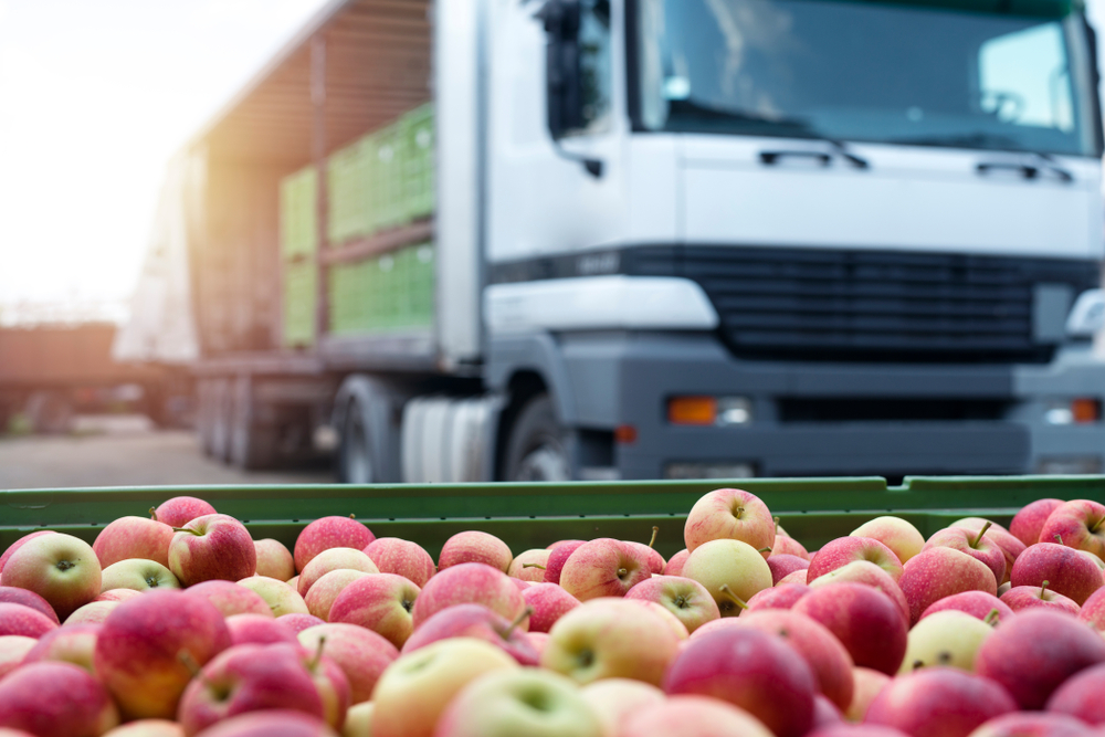 Apples and a supply truck