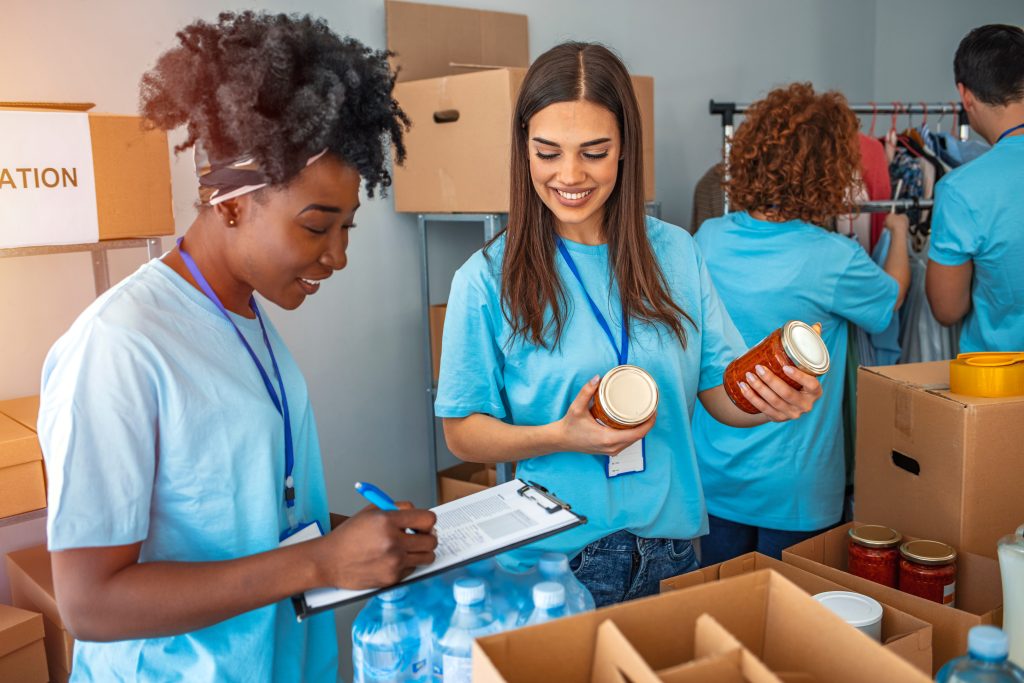 food donation workers