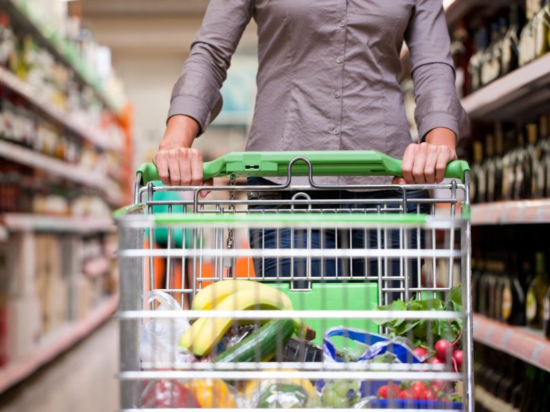 supermarket trolley full of food