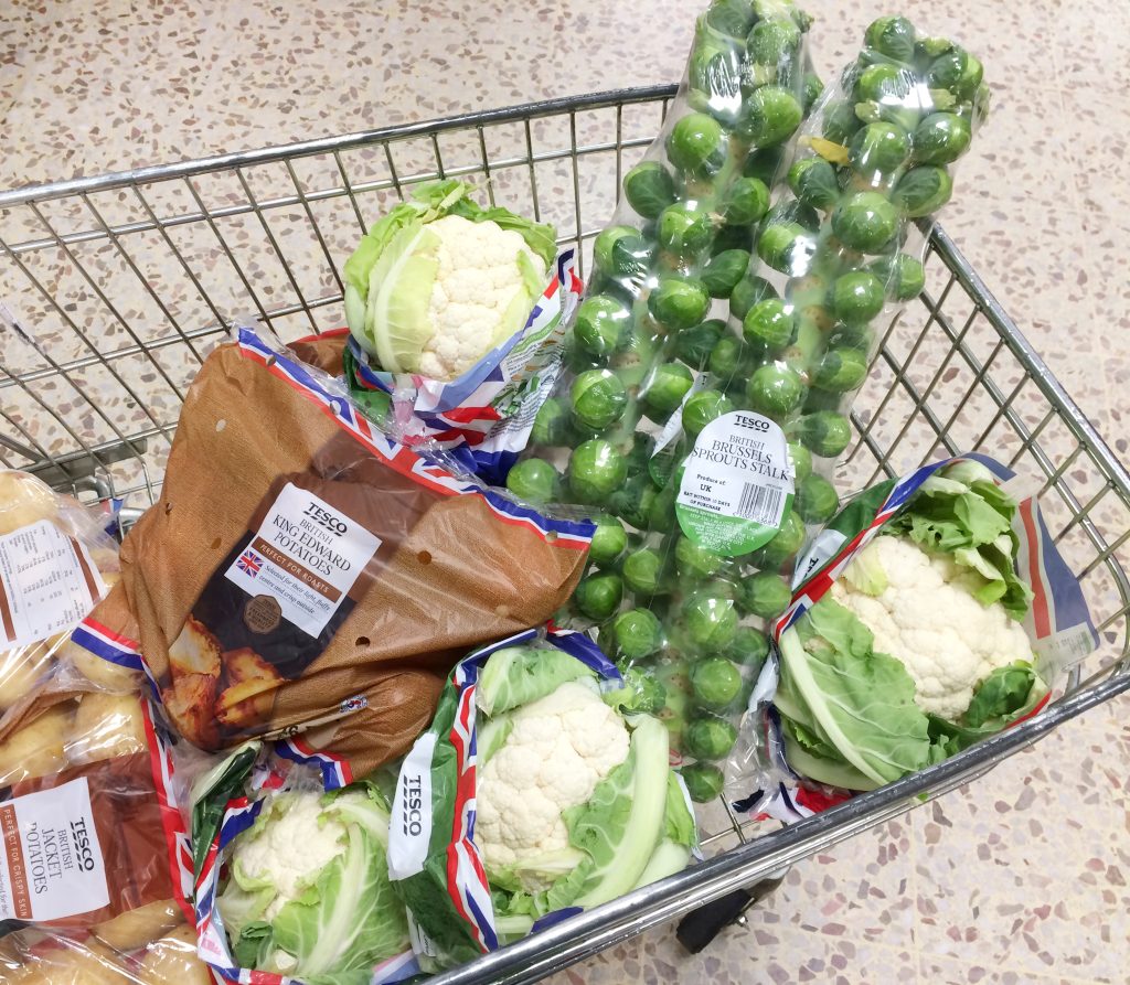 Tesco products in plastic packaging