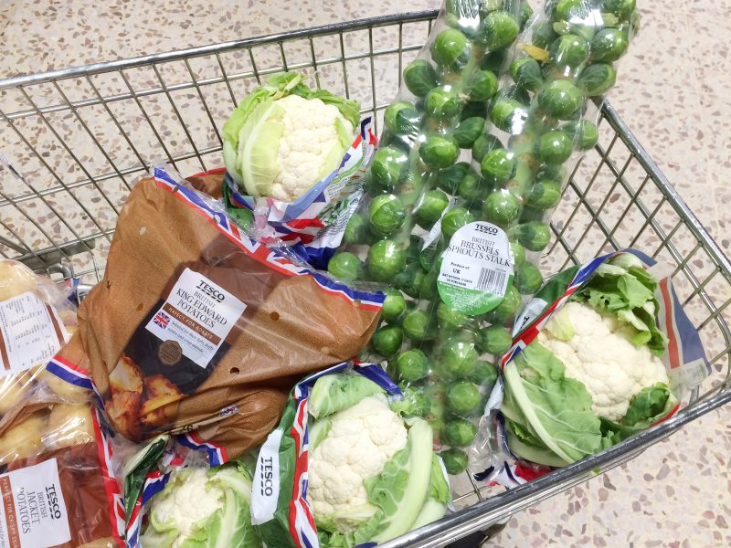 Tesco products in plastic packaging