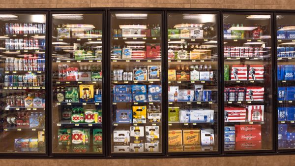 Supermarket aisle of beer