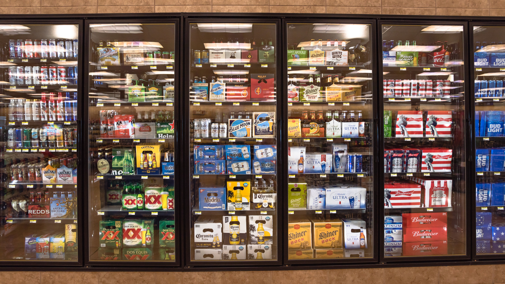 Supermarket aisle of beer
