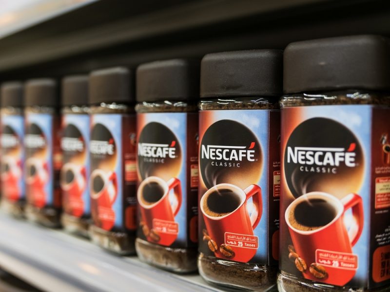 Nestlé coffee on supermarket shelf