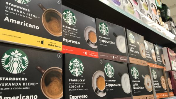 Starbucks coffee shelf