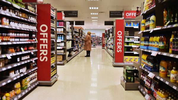 An offers aisle in a Waitrose supermarket.