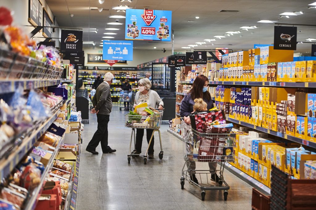 Aldi customers shopping in store