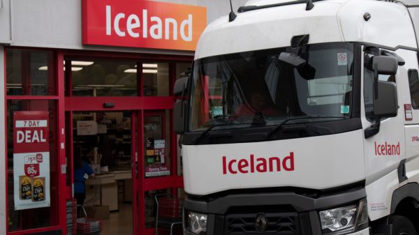Icleand lorry parked outside store