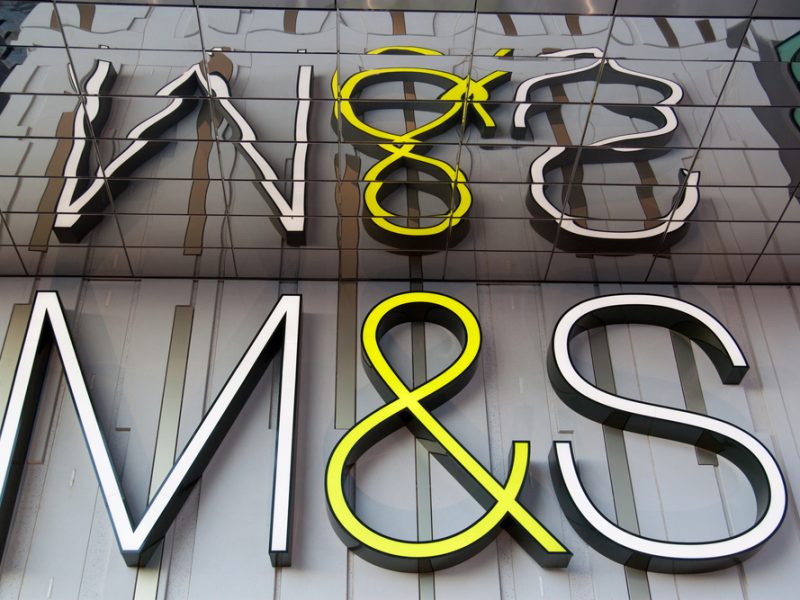 M&S signage outside a store.