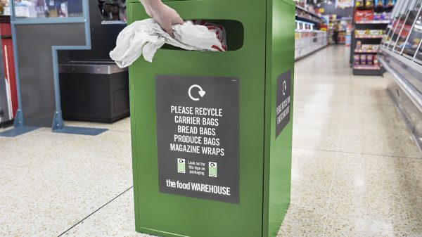 Iceland Food Warehouse stores plastic recycling bin