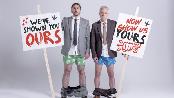 VFC co-founders standing with their trousers down asking the meat industry to come clean
