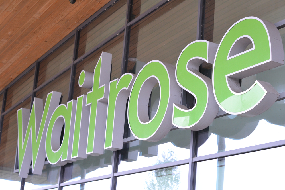 Waitrose sign outside supermarket