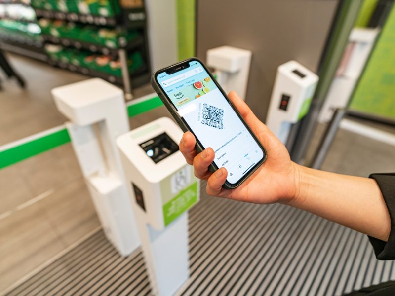 Amazon Fresh QR code upon entering.