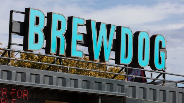 A BrewDog sign above its pub branch.