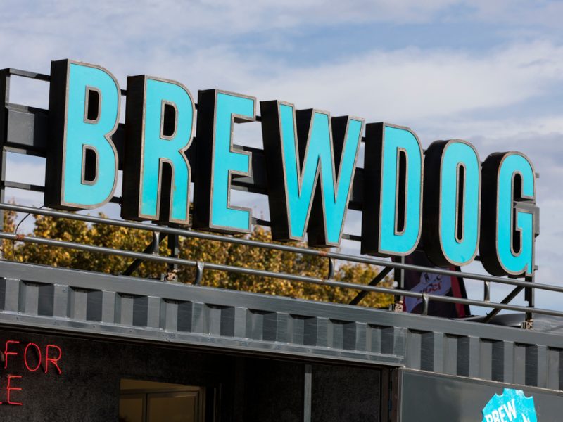 A BrewDog sign above its pub branch.