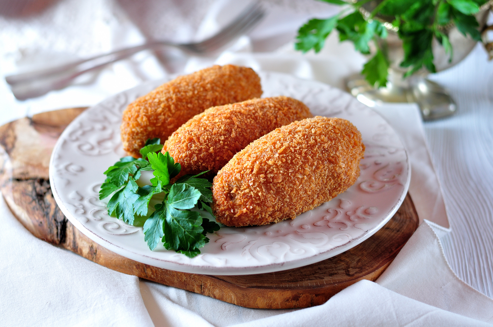 A plate of Chicken Kiev or Kyiv.