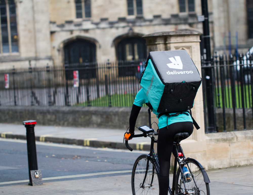 A Deliveroo courier.