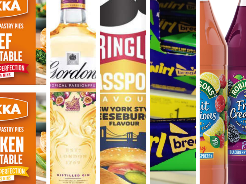 Collage picture of Pukka, Gordan's, Pringles, Cadbury, Robins