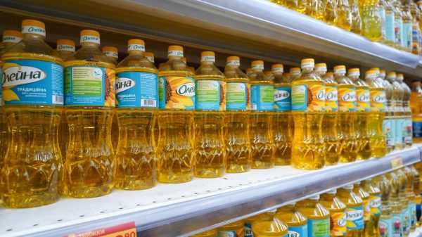 Vegetable oil in a supermarket in Ukraine.