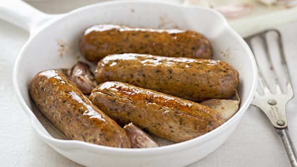 a bowl of meat-free sausages to be added on the ONS basket of goods.