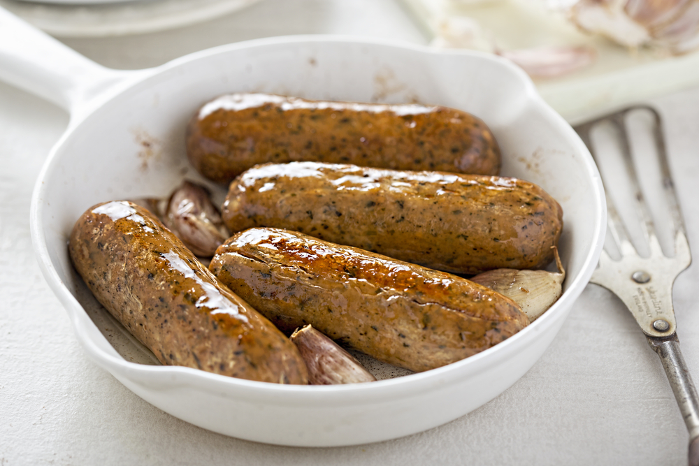 a bowl of meat-free sausages to be added on the ONS basket of goods.
