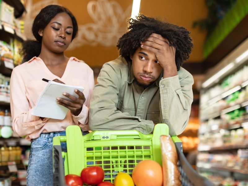 Unhappy shopper at a supermarket