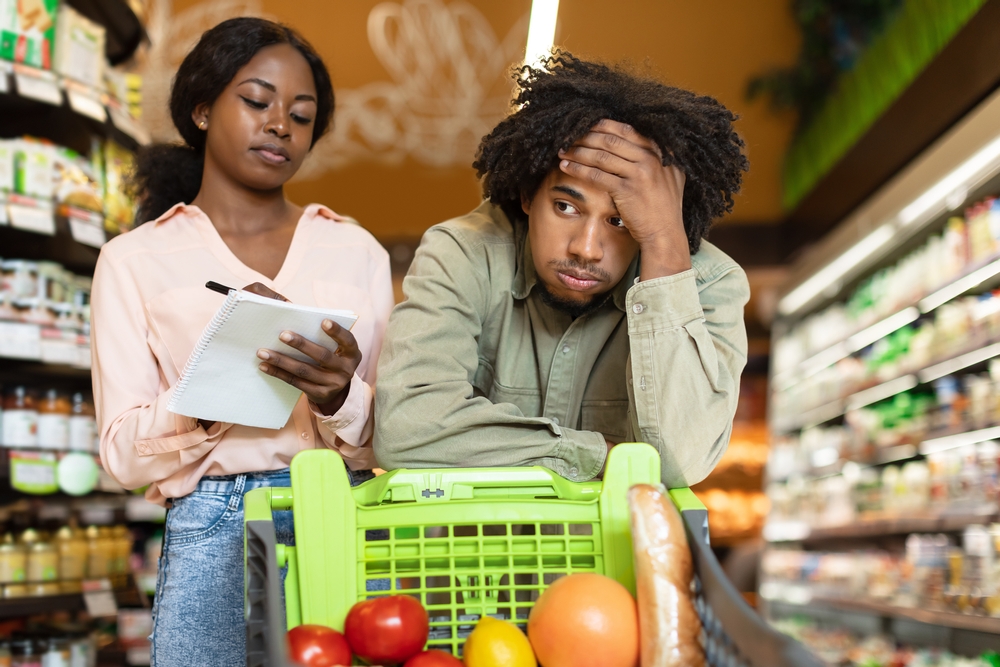Unhappy shopper at a supermarket