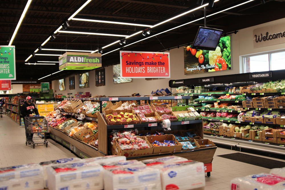 Interior of Aldi supermarket