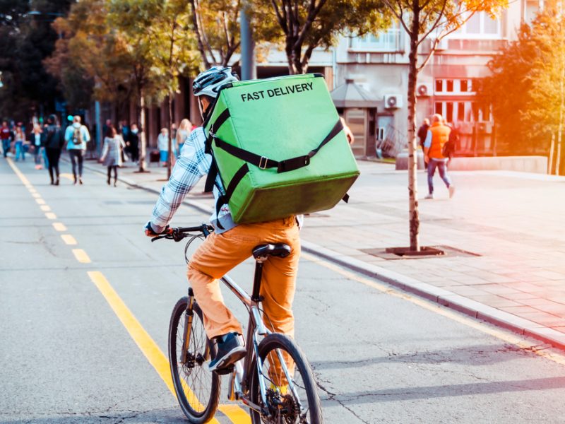 A rapid grocery delivery biker.