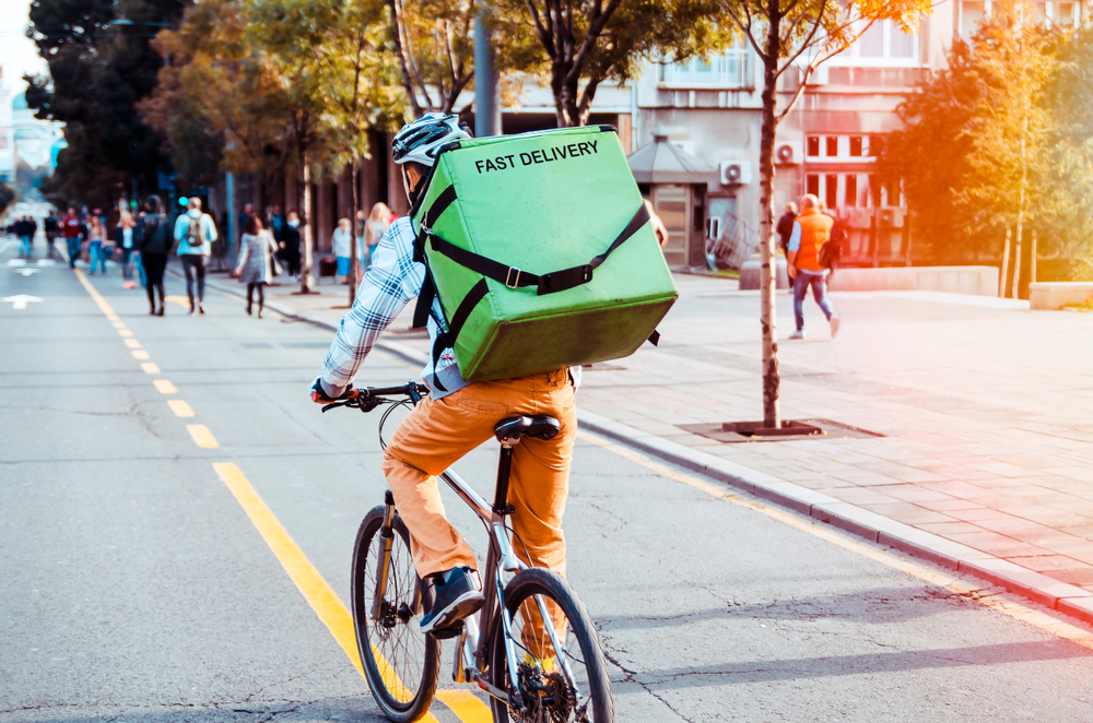 A rapid grocery delivery biker.