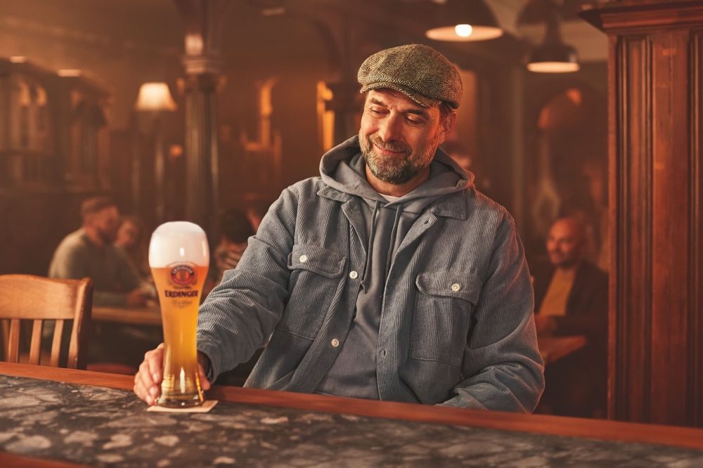 Liverpool manager Jürgen Klopp with a Erdinger beer