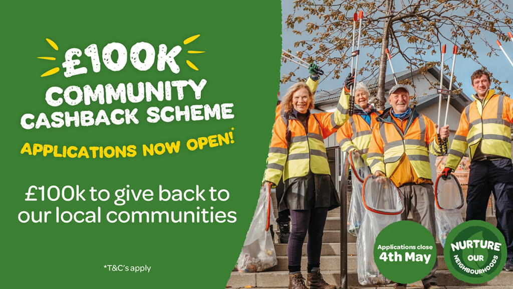 Spar's Community Cashback Scheme poster.