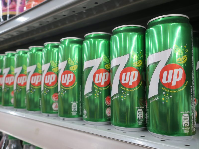 7up drinks on a shelf