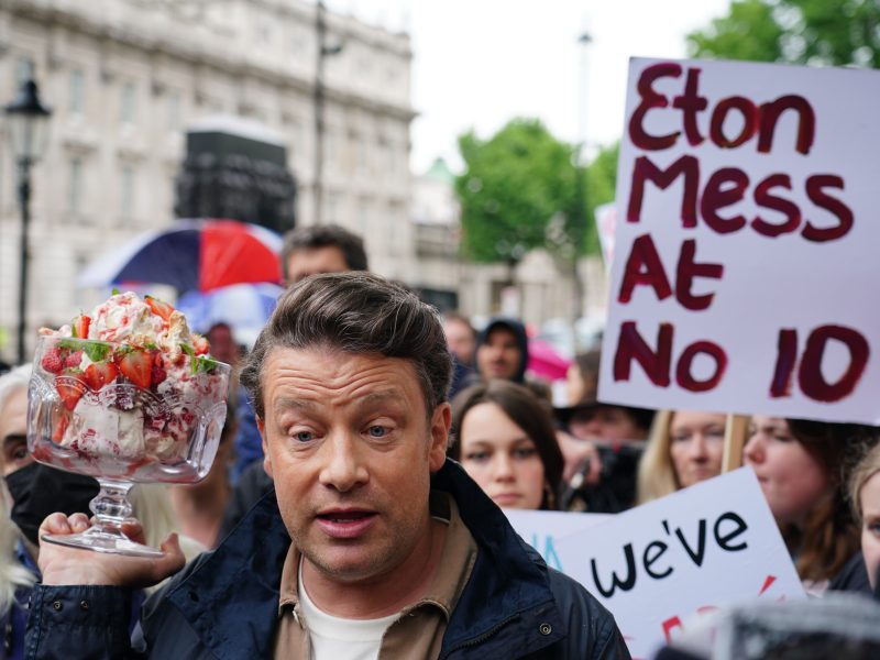HFSS Eton mess protest with Jamie Oliver