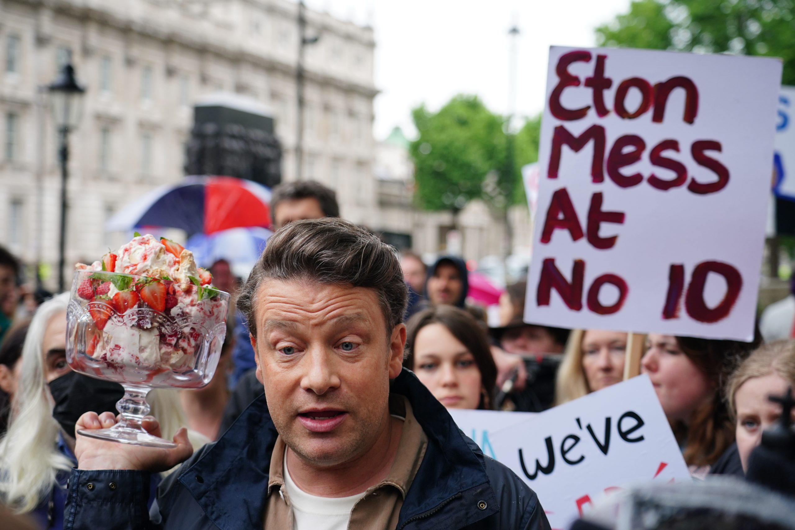 HFSS Eton mess protest with Jamie Oliver