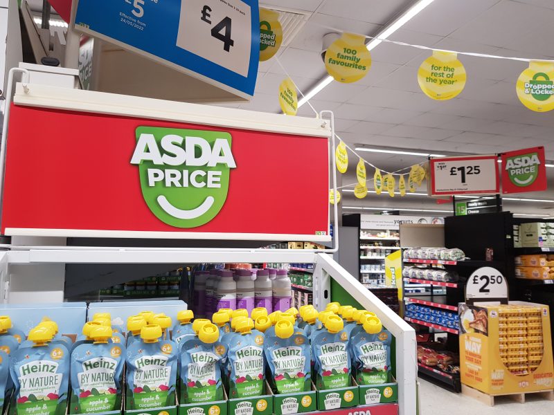 An Asda price shelf.