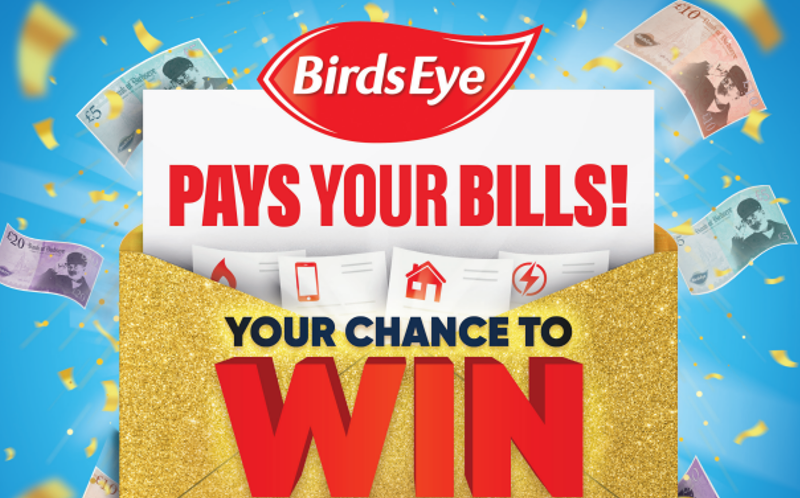 Advertisement for Birds Eye "Pay Your Bills" competition.