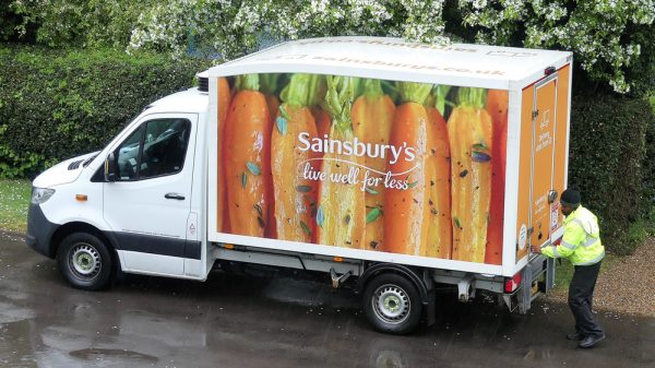 A Sainsbury's delivery van.