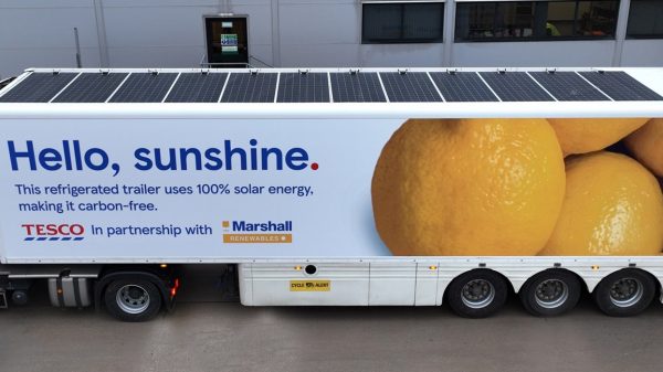 Tesco truck with fridge powered by solar panels