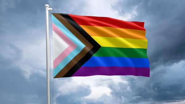 An LGBTQ+ flag.