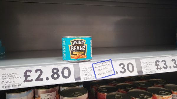 Heinz empty shelf in Tesco