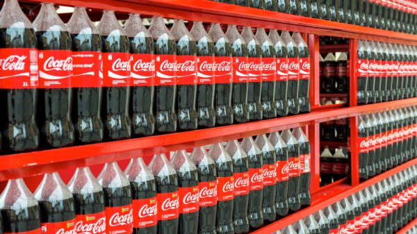 Coca-Cola shelf at supermarket