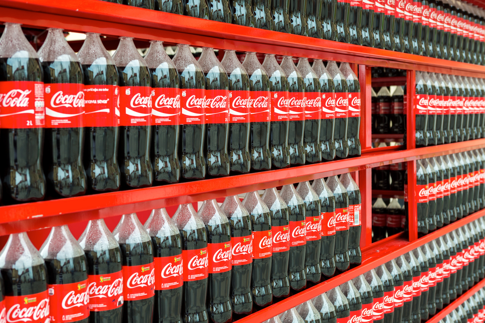 Coca-Cola shelf at supermarket