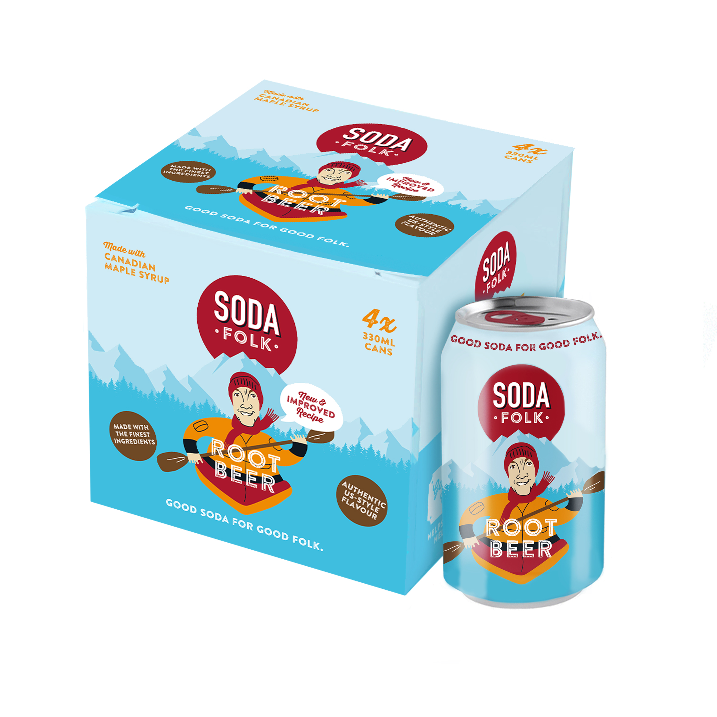 Soda Folk reformulated root beer packagaing